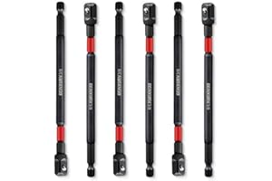 Geinxurn 6Pcs Impact Socket Adapter Set, 3/8" Drive Square, 6Inches Extension Bit Socket Driver Set, Adapt Your Power Drill to High Torque Impact Wrench