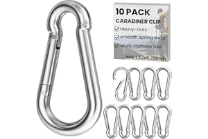 HOOPLE Small Carabiner Clip 10pcs 1.57 Inch – Heavy Duty Spring Snap Hooks, Durable Alloy Mini Carabiners for Keys, Rope, Swing Set, Camping, Hiking, Fishing, Traveling, Dog Leash, Quick Link Keychain