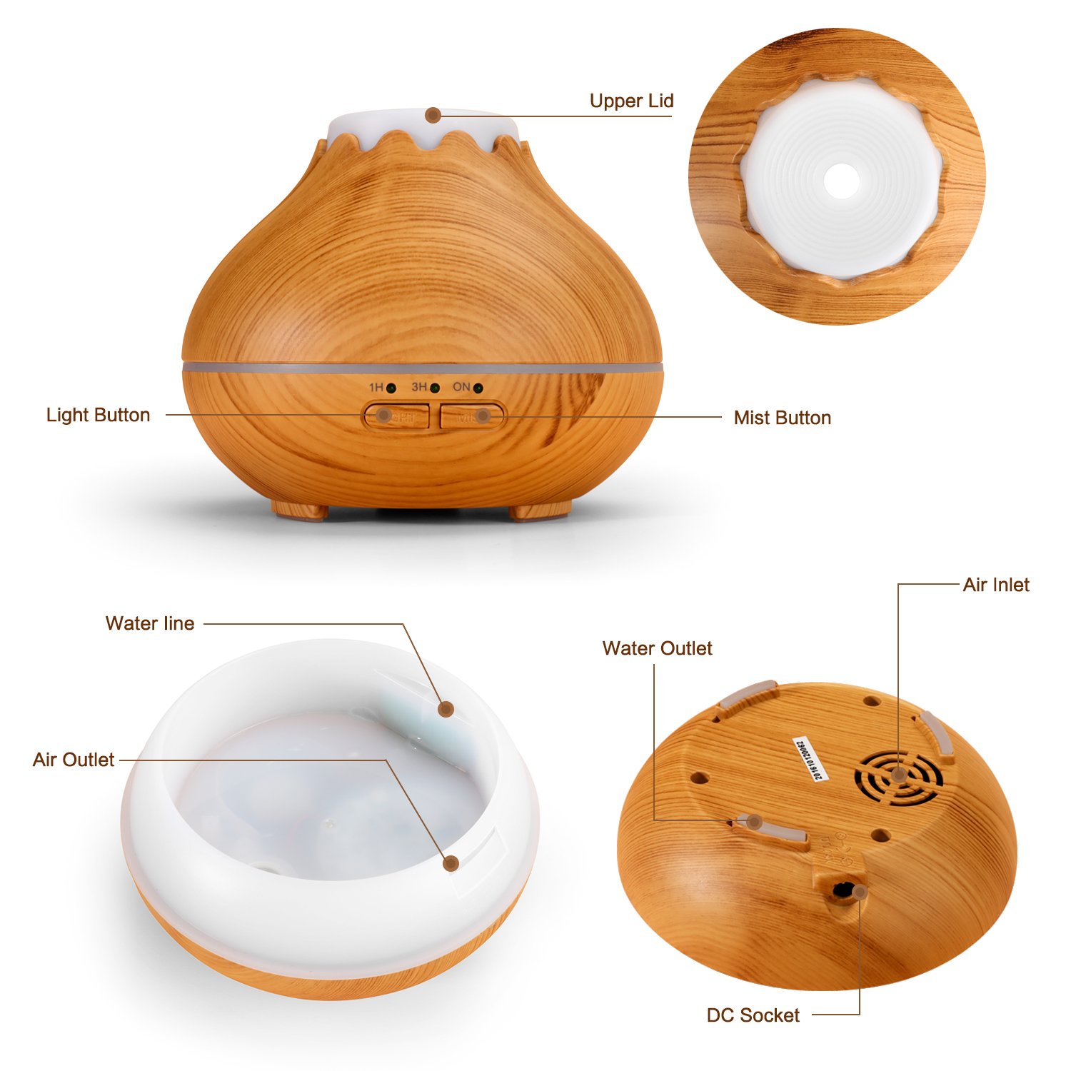 Aroma Essential Oil Diffuser, 150ML OMOTON Aromatherapy Humidifier with 7 Color LED Lights and Auto Shut-off-Ultrasonic Cool Mist & Fragrance For Home Office Study Yoga Spa - New Version