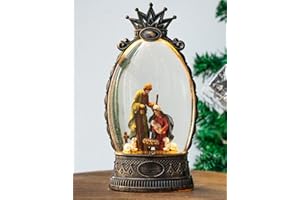 CLOUD SAKURA 10.5" Christmas Snow Globe Lantern, Gifts for Grandparents, Spinning Snowflake Glitter Water Lantern, USB and Battery Powered Decoration (Nativity)