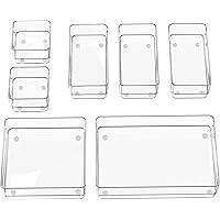 SMARTAKE 7-Piece Drawer Organizer with Non-Slip Silicone Pads, 4-Size Desk Drawer Organizer Trays Storage Tray for Makeup, Je