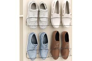 PrimZooty Wall Mounted Shoe Rack 4PCS, with Sticky Hanging Strips, Metal Wall Shoe Storage, Hanging Shoe Organizer for Wall/R