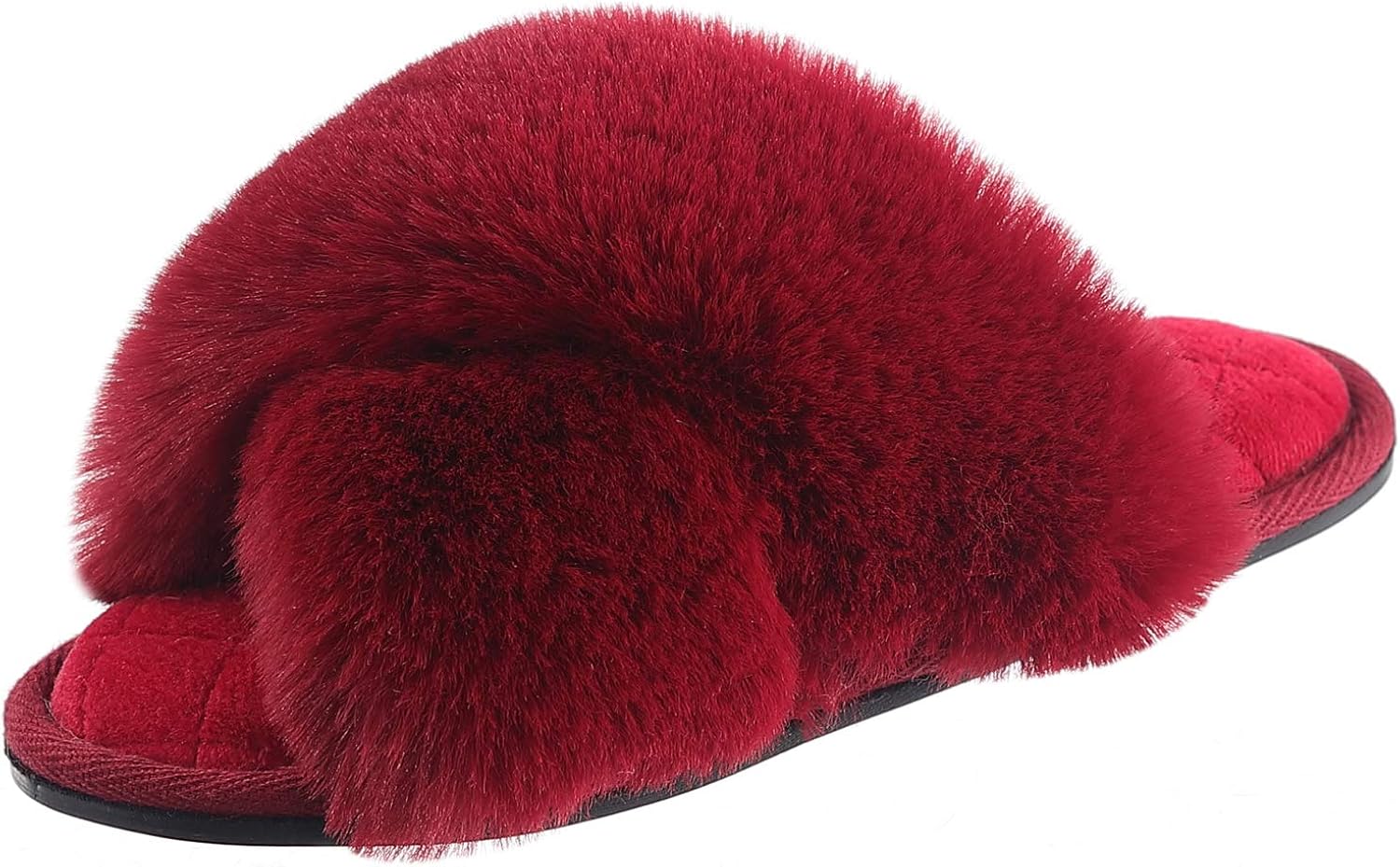 red fluffy slippers