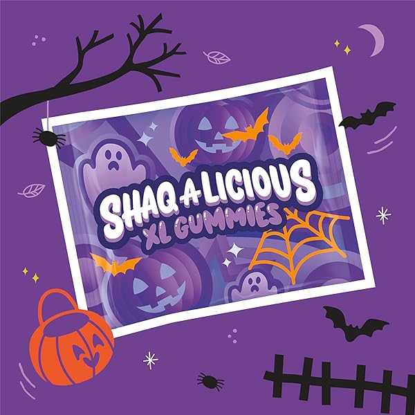 SHAQ-A-LICIOUS INDIVIDUALLY WRAPPED XL GUMMIES ORIGINAL FLAVOR SNACK SIZE, HALLOWEEN CHEWY CANDY BAG, 8.5 OZ