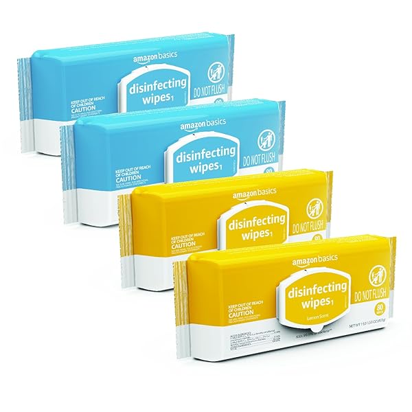 AMAZON BASICS DISINFECTING WIPES, LEMON & FRESH AIR...