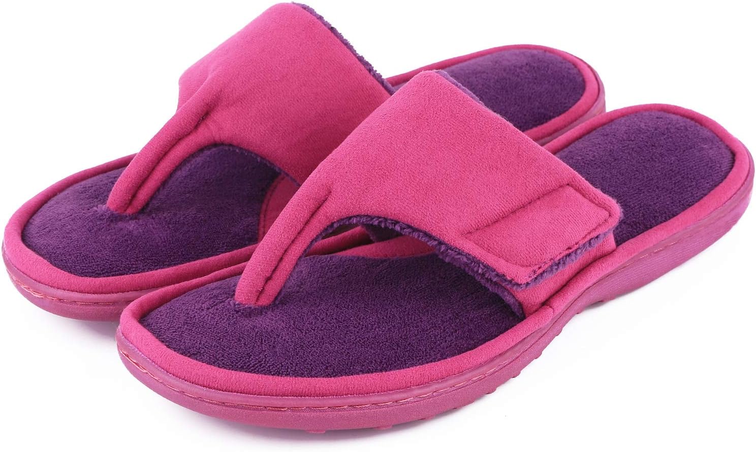 Cozy Niche Ladies’ Microfiber Gradational Color Knit Thong Slippers, Textured Memory Foam Spa Flip-Flops