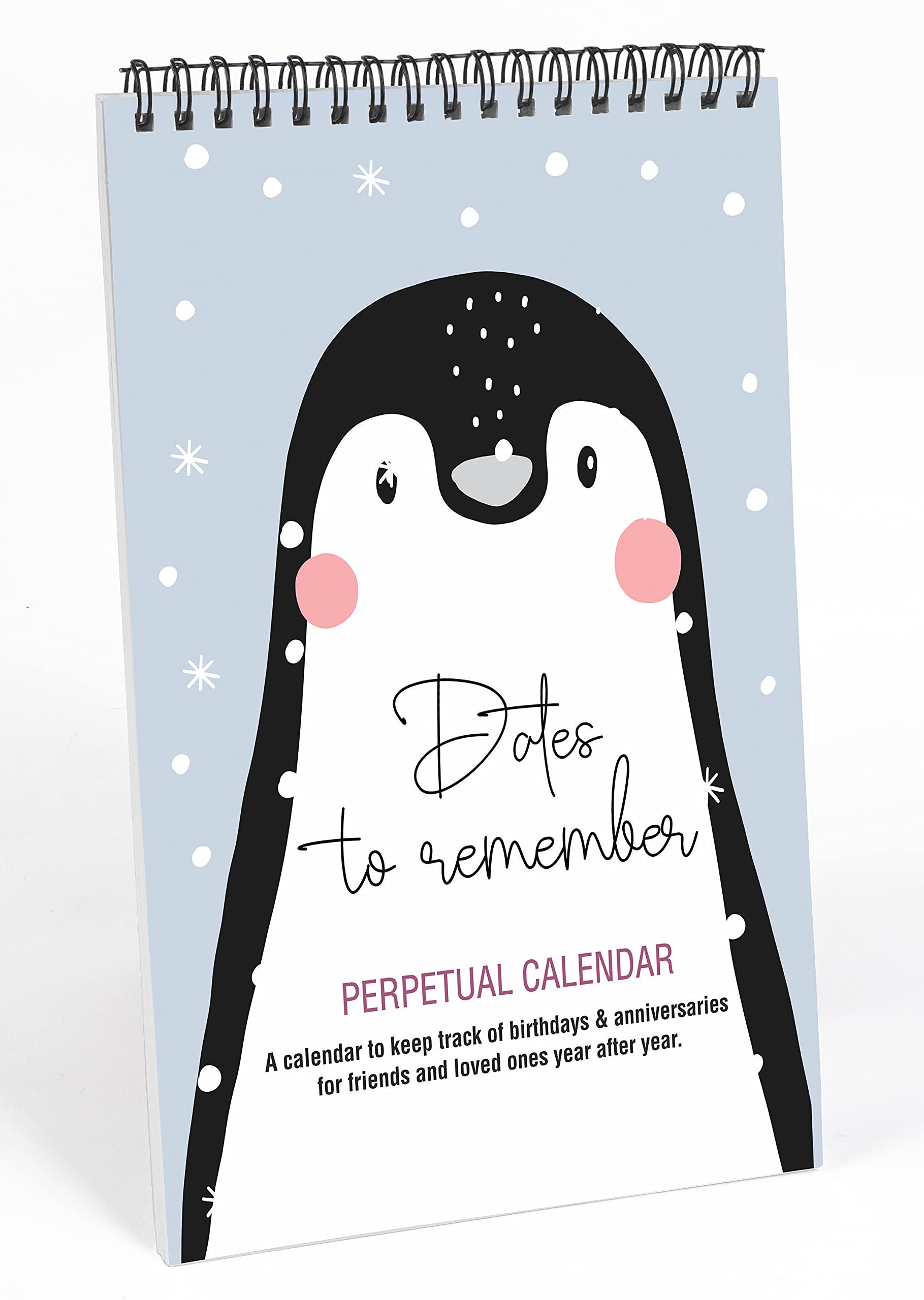 Inkdotpot Penguin Perpetual Calendar, Important Dates to Remember- 6x9 Monthly and Daily Wall Hanging Journal for Special Days- Birthdays- Anniversaries Book Birthday Gift Planner Organizer
