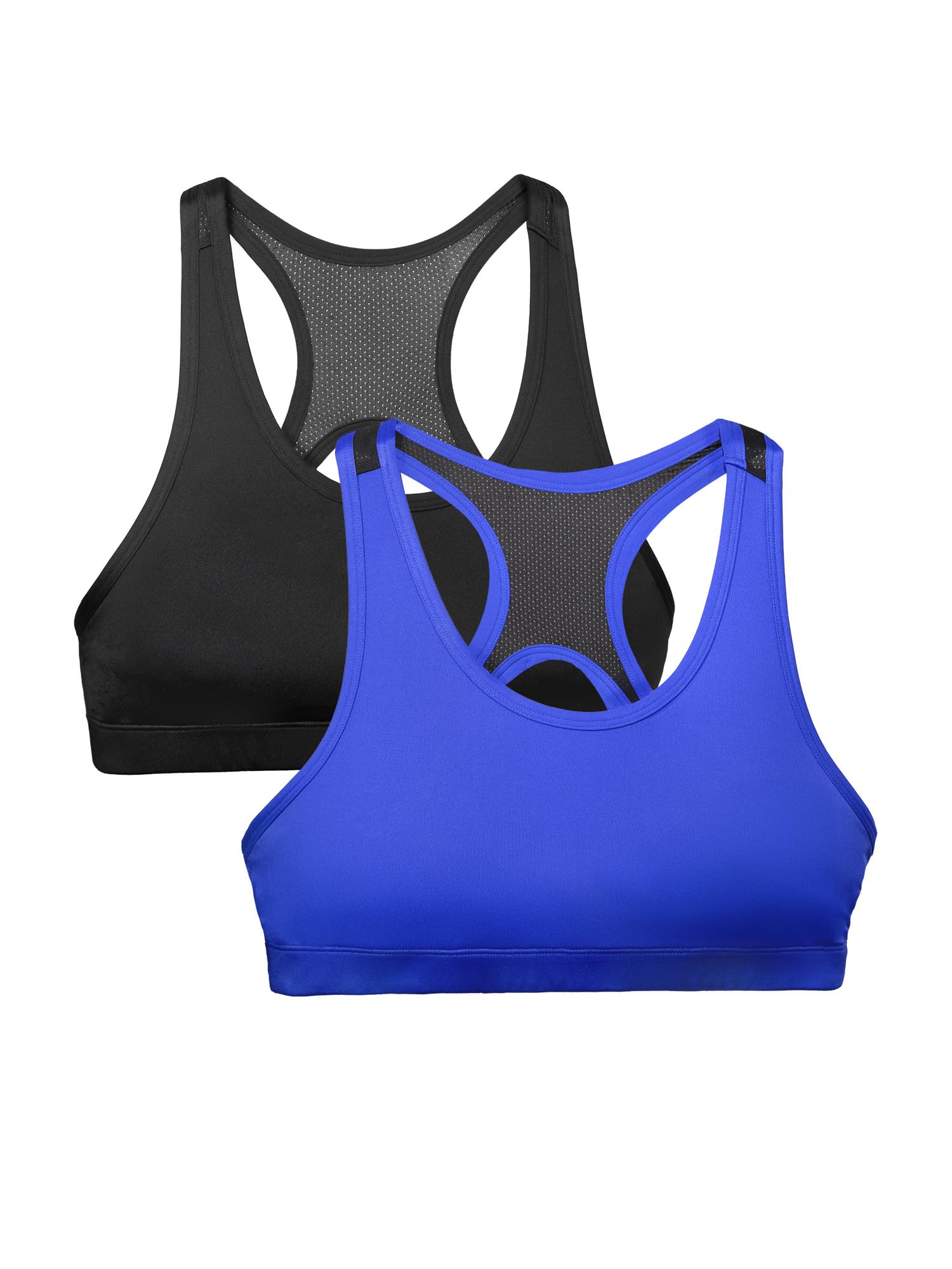 Photo 1 of Fruit of the Loom Girls' Stay Dry Racerback Sports Bra, Dazzling Blue/Black Hue