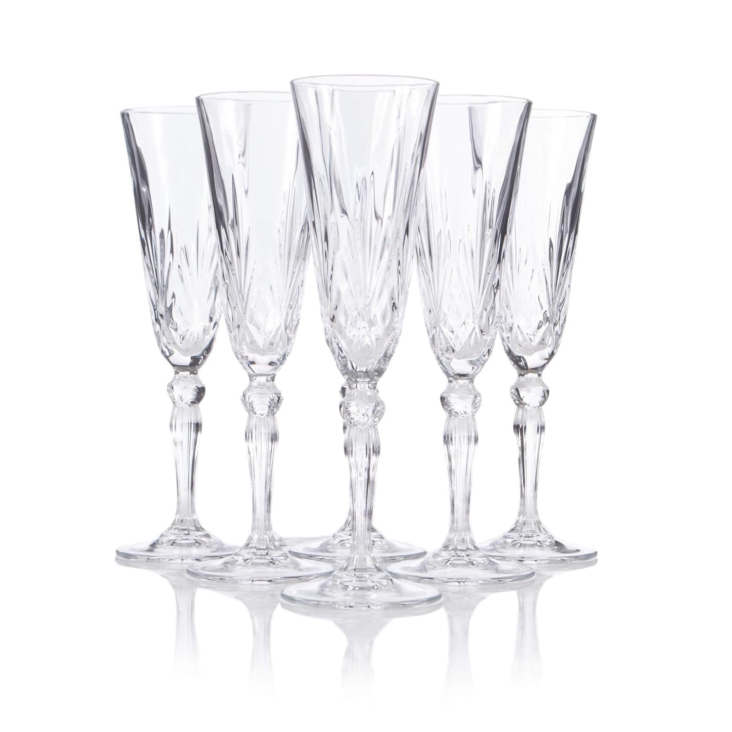 RCR Crystal Melodia 6 Piece Champagne Flute Glass Set Amazon.co.uk Kitchen & Home
