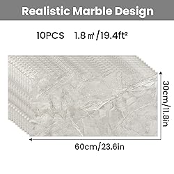 practicalWs 10pcs Marble Peel and Stick Tile for