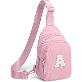 Viverte Small Corduroy Sling Bag Initial Crossbody Bag Fanny Pack for Girls Personalized Birthday Gifts for Teen Girls Gifts