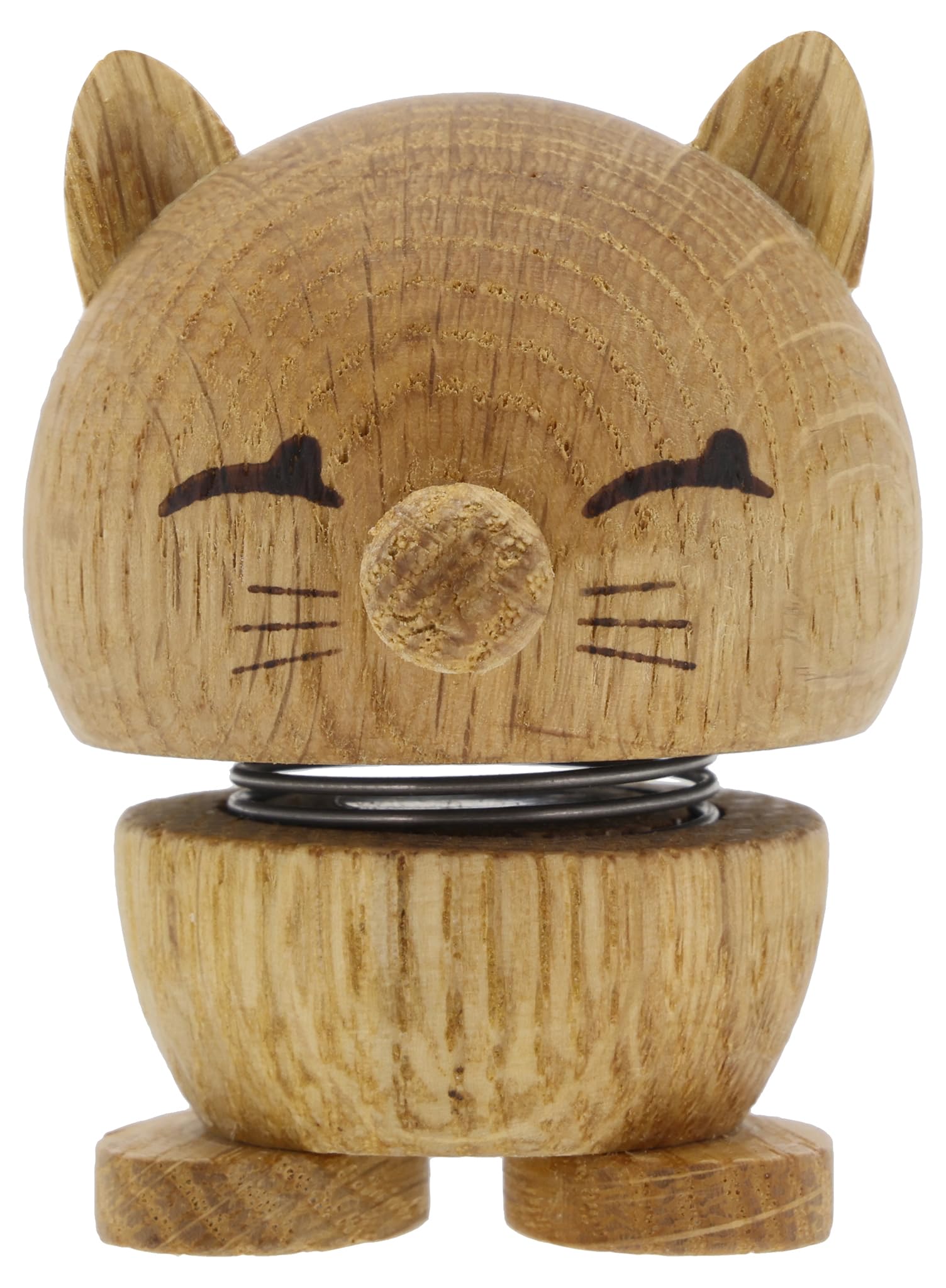 Hoptimist Wooden Cat Figure – Wobbly Desk Pet – Fun Office Gadget – Collectible Gift for Men and Women – Danish Design – 7.3 x 5.9 cm – Small – Oak