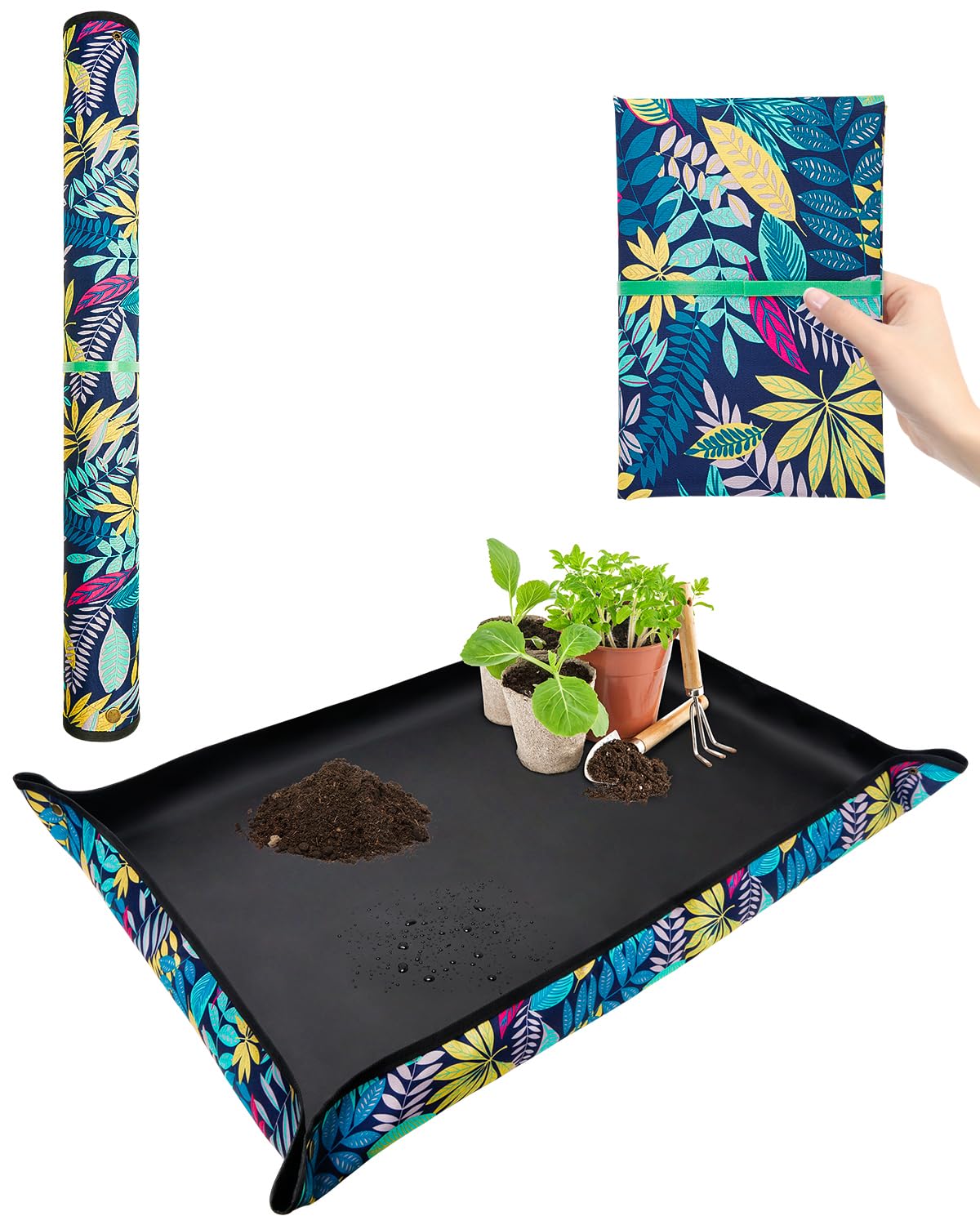 Whtawtaw Extra Large Thickened Repotting Mat Waterproof Plant Mat, 110 * 75 cm Oxford Succulent Gardening Mat, Foldable Potting Tray for Indoor Plants Transplanting and Mess Control