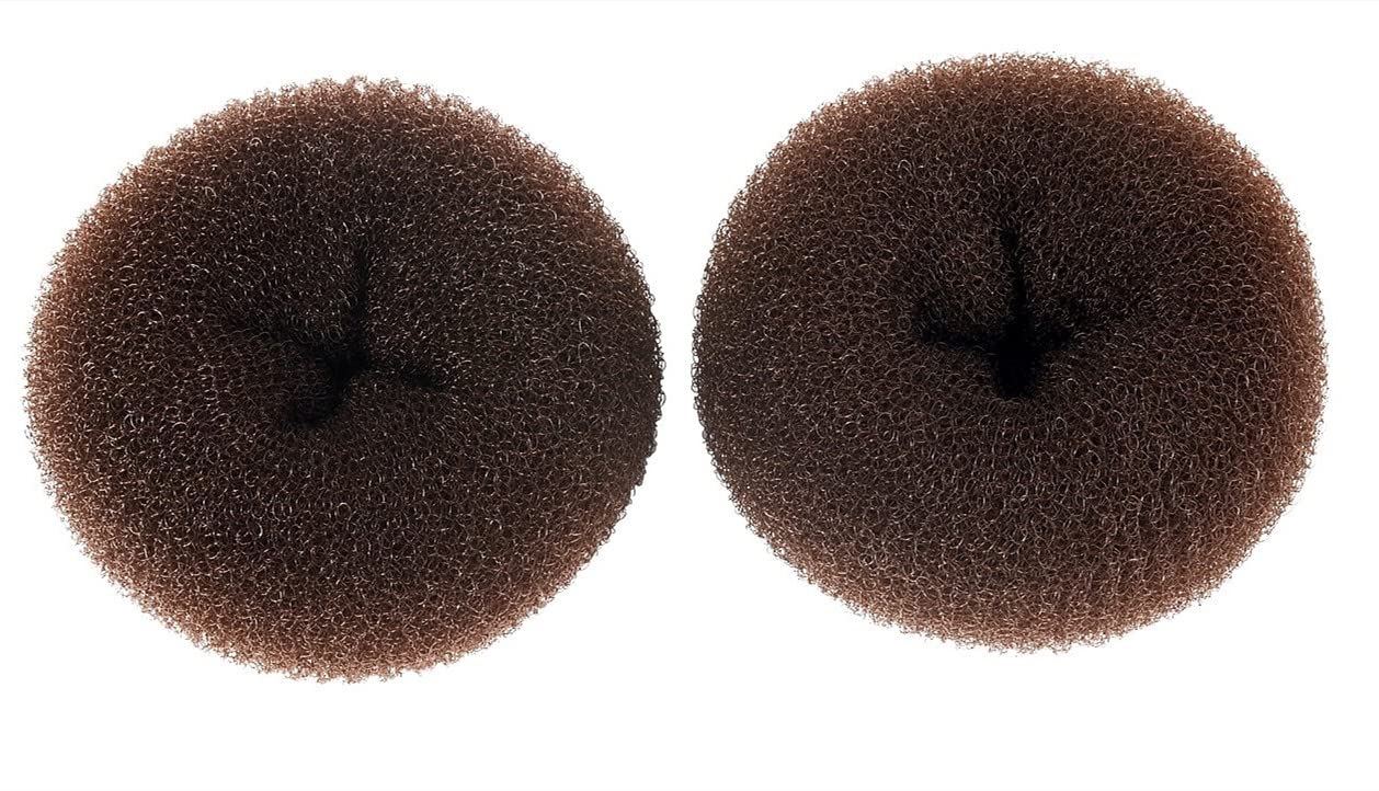 Hair Donut Bun Maker, Ring Style Bun, 2PCS Chignon Hair Large Doughnut Shaper for Thick and Long Hair (Large, 3.5 Inch/Brown)
