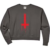 Women's Upside Down Inverted Cross Comfort Colors Crop Sweatshirt