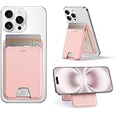 ESR Upgraded Aura for MagSafe Wallet, 5 Card-Holder with Adjustable Stand, Magnetic Wallet for iPhone 17/16/15/14/13/12 Series, Not for iPhone Mini, Vegan Leather, Pink