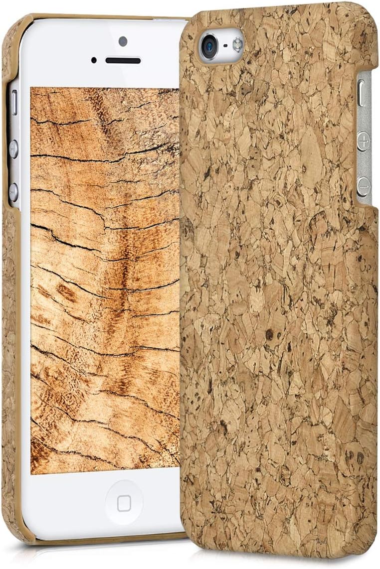 kwmobile Apple iPhone SE / 5 / 5S Case - Protective Cork Cover for Apple iPhone SE / 5 / 5S - Light Brown Brown 29975.24