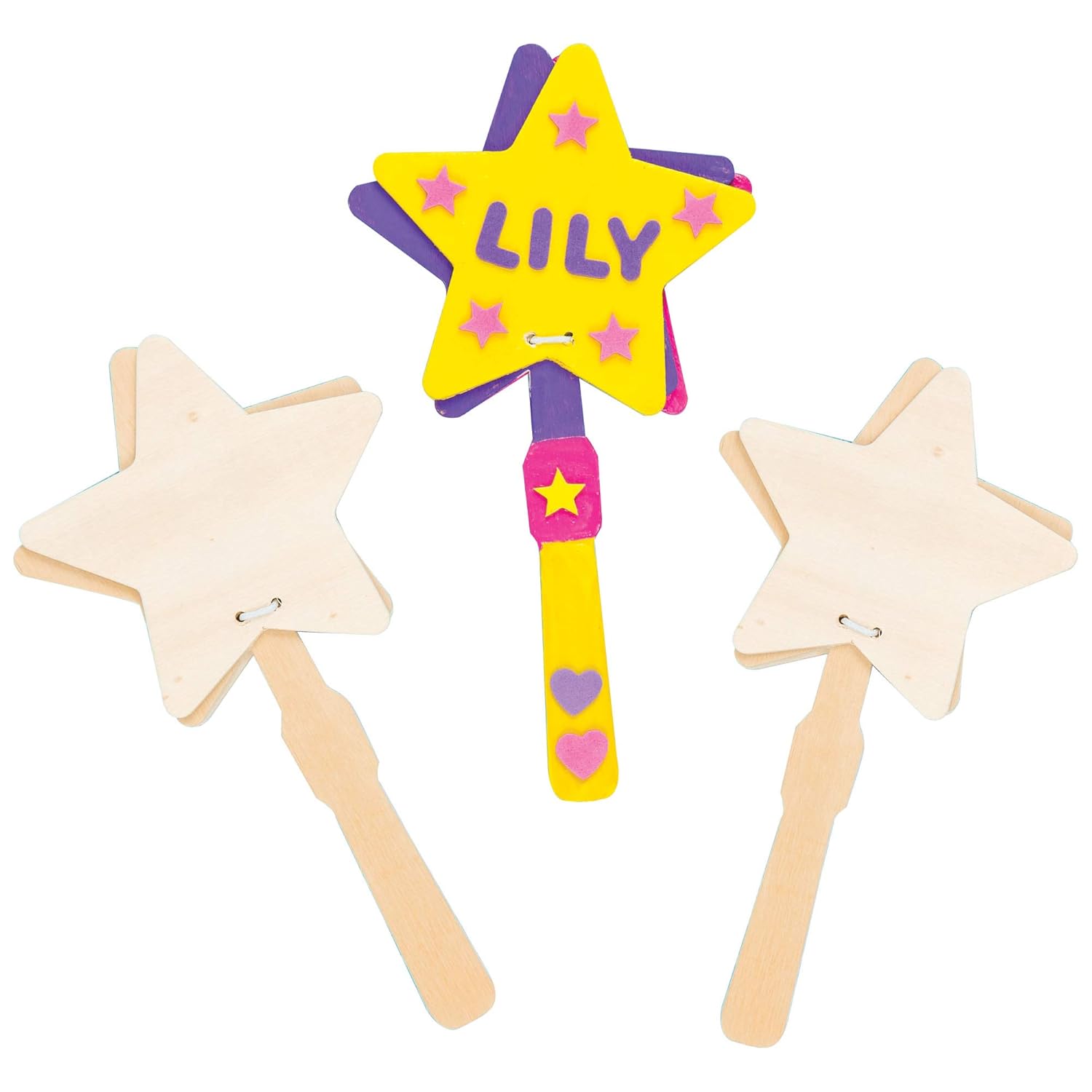 Baker Ross ET117 Star Wooden Clappers (Pack of 4), Wood BigaMart