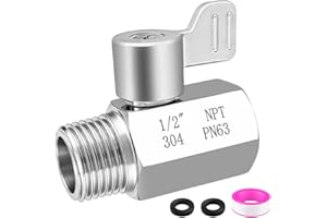 Carvedexquisitely Shower Head Shut Off Valve,304 Stainless Steel 1/2" Mini Ball Valve NPT Thread,Shower Head Flow Control Valve