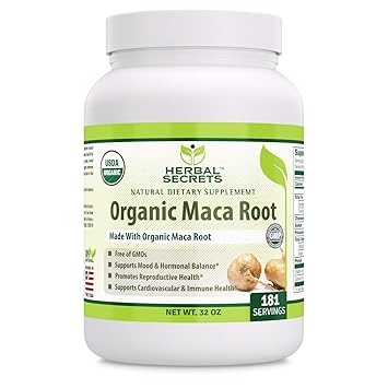 Herbal Secrets USDA Certified Organic Maca Root Powder- 32 oz- GMO Free- Supports