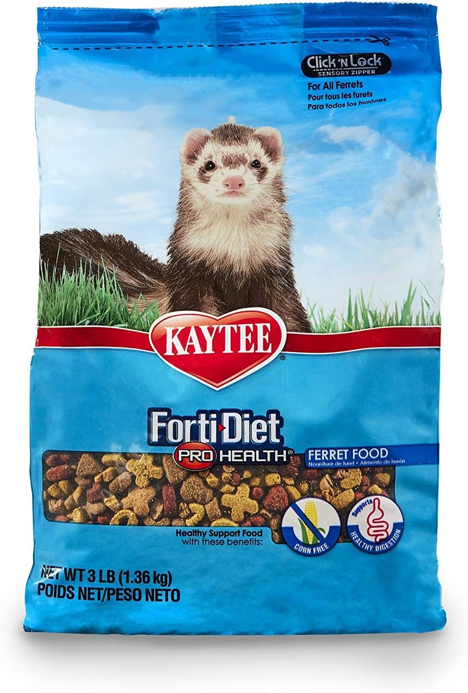 Kaytee Forti Diet Pro Health Small Animal Food for Ferrets, 3-Pound 3 Pack