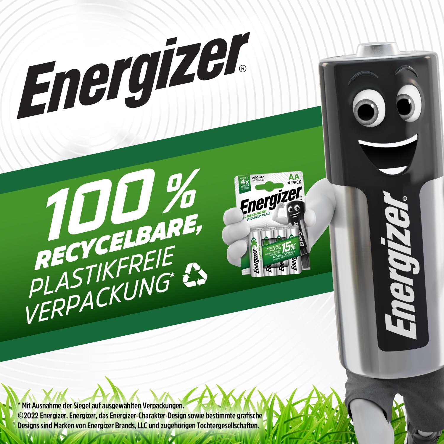 Energizer Recharge Power Plus - Batterien C wiederaufladbar (2 Stück) - 2500 mAh NiMH Akku - Bis zu 3 Jahre nutzbare Batterielebensdauer - 100% plastikfreie Recycelbar Verpackung 7
