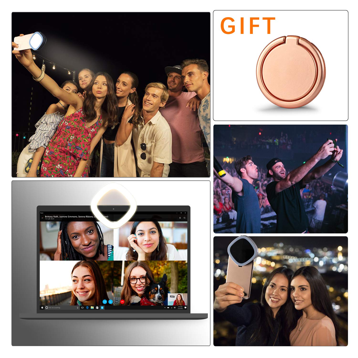 Selfie Ring Light, Solarxia Rechargeable Selfie Lights with Makeup Mirror[52 LED Bulbs][3-Light Mode][9-Level Brightness] for iPhone iPad  MacBook Laptop Android Camera (Pink)