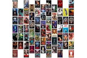 AKBOK 70PCS Vintage Horror Movie Wall Collage Kit,Creepy Classic Horror Movie Posters Aesthetic Pictures Horror Decor for Home Man Cave Dorm Wall Decor 4×6 Inches