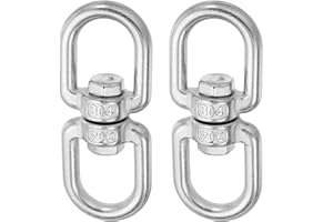 MECCANIXITY Heavy Duty M10 Double Swivel Eye Hook, 304 Stainless Steel Ended Eye to Eye Chain Swivel Shackle Ring Connector L