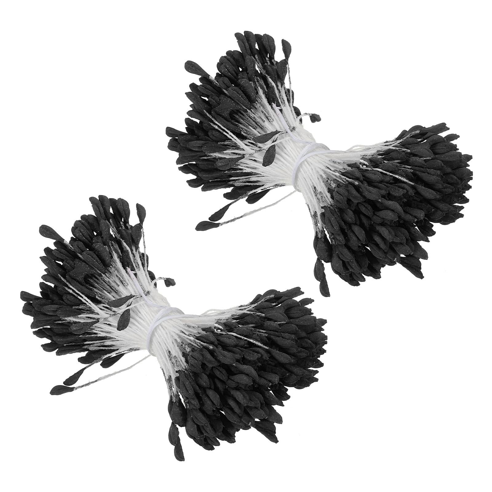 PATIKIL 2.5mm Double Heads Flower Stamen, 680 Pcs Artificial Flower Stamen Pistil Matt Pearl Floral Stamen for DIY Christmas Card Wedding Decoration, Black