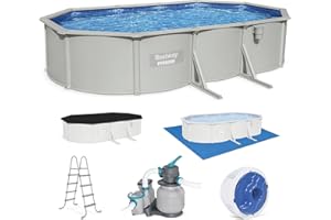 Bestway Hydrium 20' x 12' x 48" Oval Steel Wall Above Ground Pool Set with 1600 GPH Sand Filter Pump, Skimmer and Ladder – Semi-Permanent Year-Round Swimming Pool