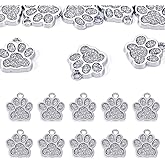 FASHEWELRY 10 Pcs Enamel Paw Print Charms Glitter Footprint Animal Charms Alloy Enamel Charms Cute Dog Paw Print Charms for Bracelets Necklaces Keychain DIY Craft Jewelry Making