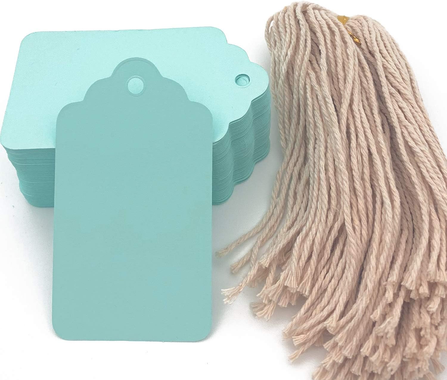 Gift Wrap Tags,100pcs Blue Craft Hang Tags, Blank Marking Tags with String: Health & Personal Care