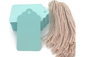 LAOBAN Gift Wrap Tags,100pcs Blue Hang Tags, Price Tags,Blank Marking Tags with String for Baby Shower Favors, Father's Day and Craft Homemade Gifts