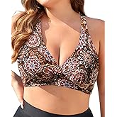 Yonique Women Plus Size Bikini Top Large Bust Swim Top Full Coverage Swimsuit Sport Bra Bathing Suit