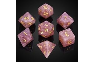 UDIXI Strawberry Quartz Gemstone Dice Set, Stone DND Dice Set for Dungeons and Dragons, D&D Dice for Role Playing Games (Strawberry Quartz)