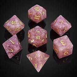 UDIXI Strawberry Quartz Gemstone Dice Set, Stone
