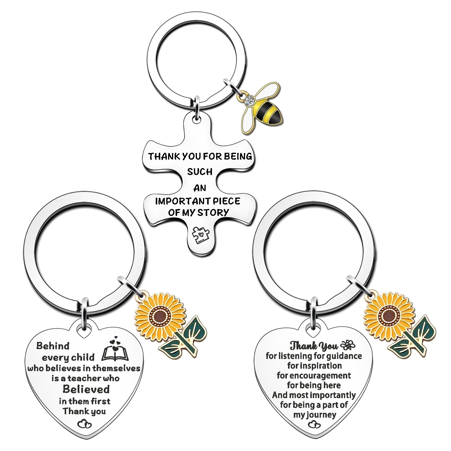 FMCC Teacher Gifts Keyring -Thank You Teacher Gifts for Women Men Personalised Teacher Gifts Thank You for Being part of Learning Journey 3PCS