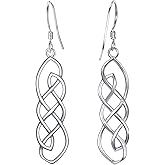 FANZE 925 Sterling Silver Good Luck Irish Celtic Knot Dangle Earrings for Women