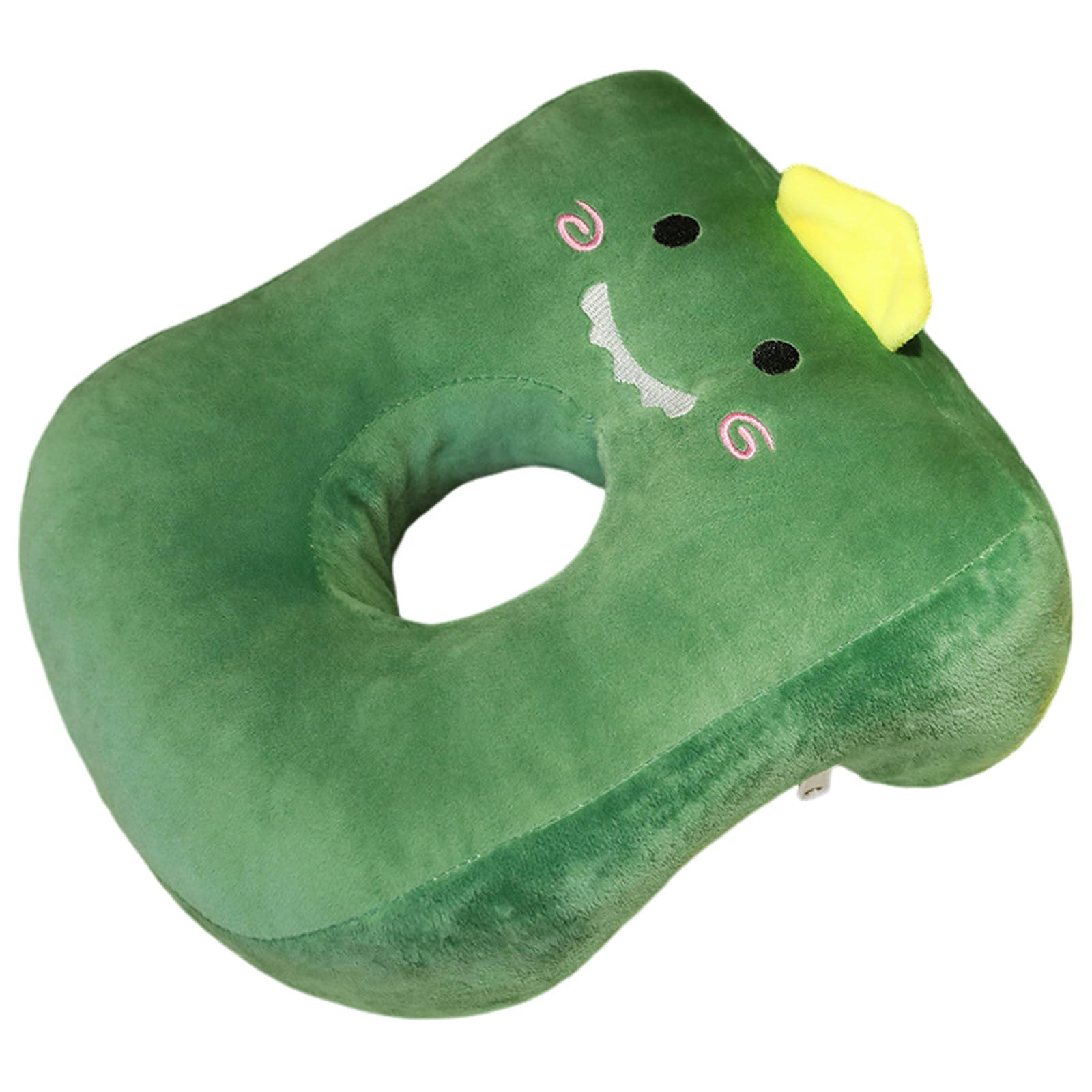 CavspkArt Office Nap Pillow Memory Cotton, Cute Pillow with Ear Hole, Soft Nap Pillow, Ear Pillow for Side Sleepers for Ladies, Girls, Kids (Green Dinosaur)