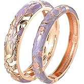 UJOY Colors Handcraft Jewelry Cloisonne Bracelet Enamel Hollowed Bird Spring Hinged Womens Bangles Gifts Box 88A31-55C49