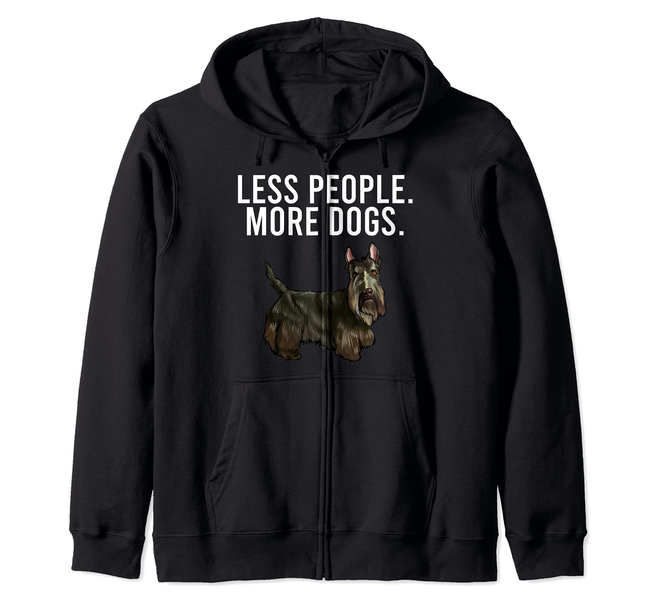 Less People More Dogs Scottish Terrier Funny Introvert Zip Hoodie
