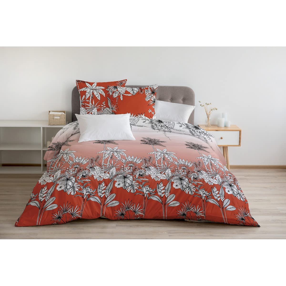 Home Passion | Duvet Cover - 3 Pieces | 100% Cotton - 57 Thread Count | Double - 240 x 260 cm | Tropic Red
