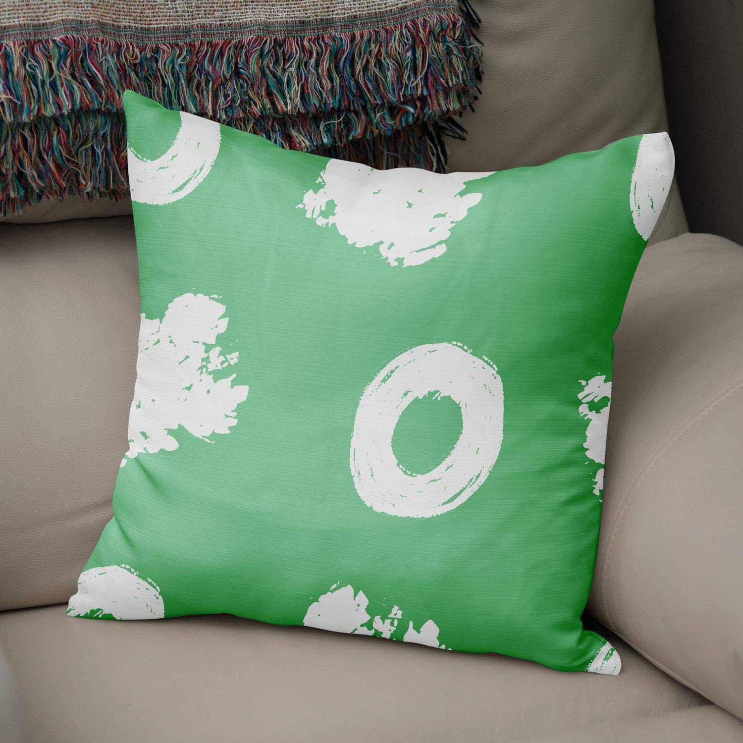 Bonamaison Decorative Cushion Cover Petrol Green & White, Throw Pillow Covers, Home Decorative Pillowcases for Livingroom, Sofa, Bedroom, Size: 50x50 Cm - Designed and Manufactured in Turkey