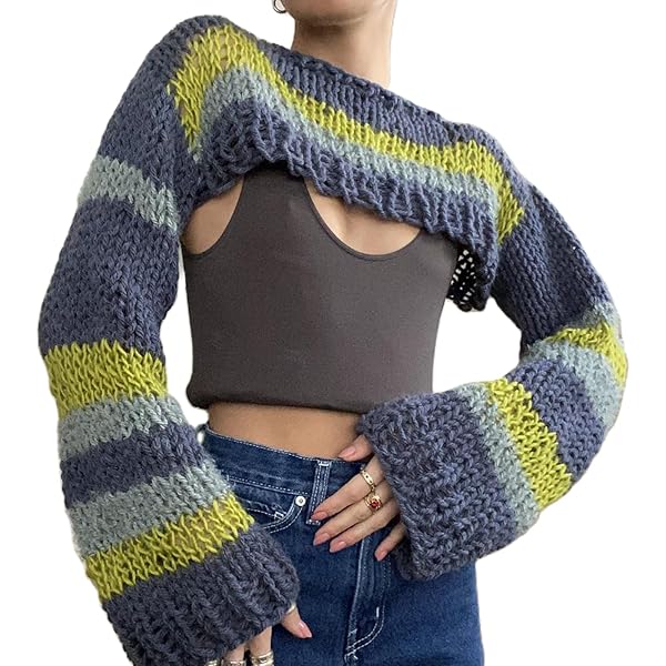 Womens Fashion Long Sleeve Knitted Sweater top 90s Vitnage
