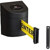 Crowd Control Warehouse WMB-230 Wall Mount Retractable Belt Barrier, 30 Ft | Caution Do Not Enter Belt with Black ABS Case, Fixed Installation, Anti-snapback Braking System and Indoor/outdoor Use.