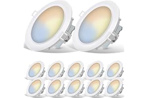 ENERGETIC LIGHTING 4CCT LED Slim Recessed Lighting 6 inch Downlight, 14W=85W Dimmable, 850LM CRI 90+, 2700K/3000K/4000K/5000K Selectable, LED Ceiling Lights with Smooth Trim Wet Rated, ETL & Energy Star, 12 Pack