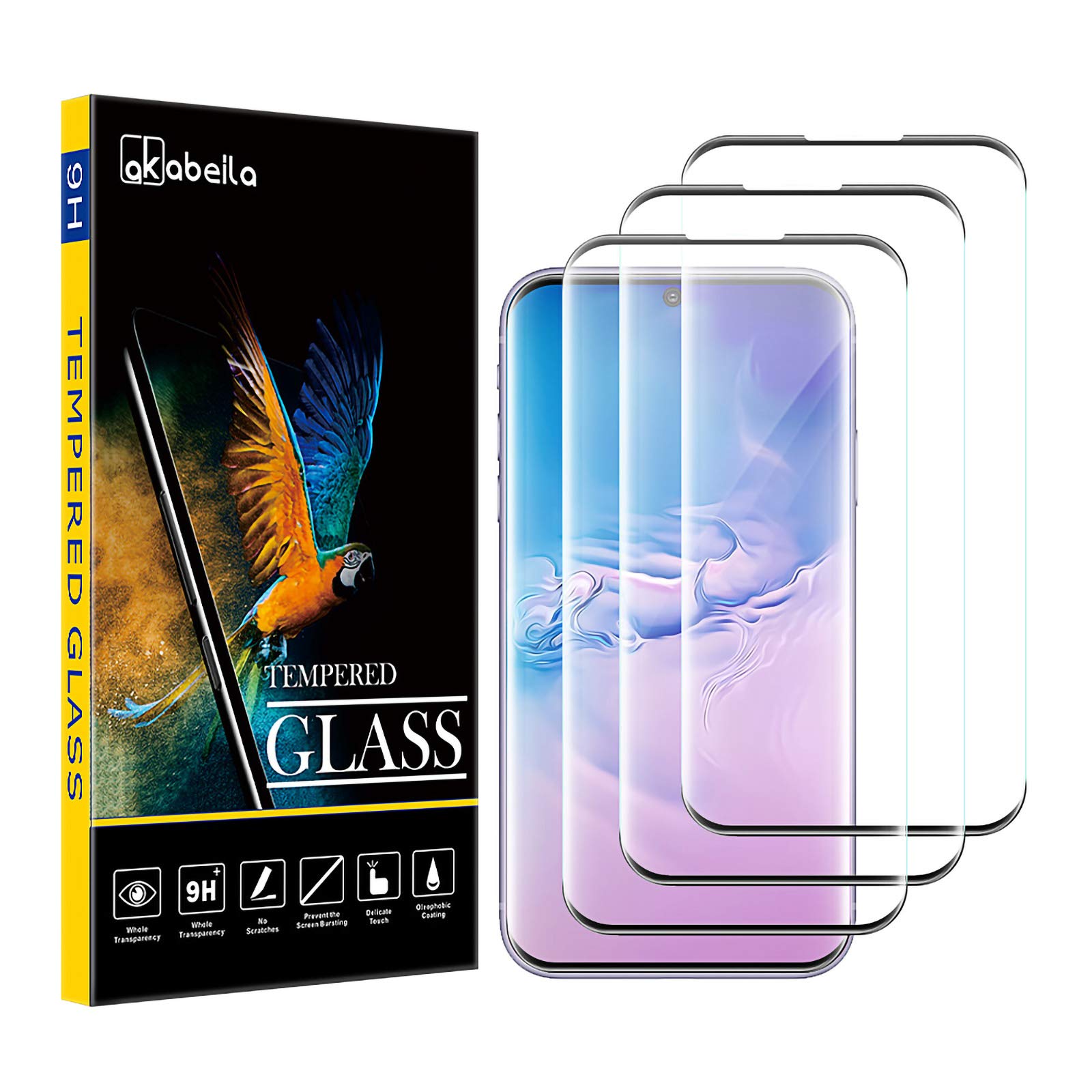 AKABEILA [3 Pack Screen Protector for Samsung Galaxy S10 Lite Premium HD Tempered Glass Protective Film 9H Hardness Case Friendly Easy Installation Anti Scratch Bubble Free