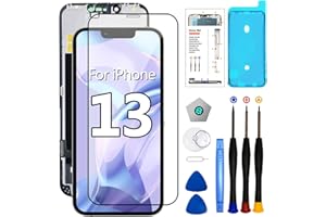 LMQ for iPhone 13 Screen Replacement， 6.1 Inch LCD Screen 3D Touch Display Full HD Digitizer Frame Assembly (A2482 A2631 A2633 A2634 A2635) with Repair Tools Screen Protector Waterproof Adhesive