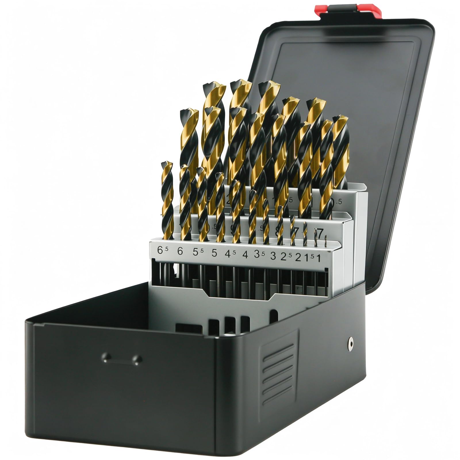 NORTOOLS Drill Bit Sets,25 PCS M2 Turbo HSS-G Metal Drill Bits with Triangle Shank,Self-Centering 135° Tip for Metal,Stainless Steel,Copper(1.0-13mm) x0.5mm ﻿